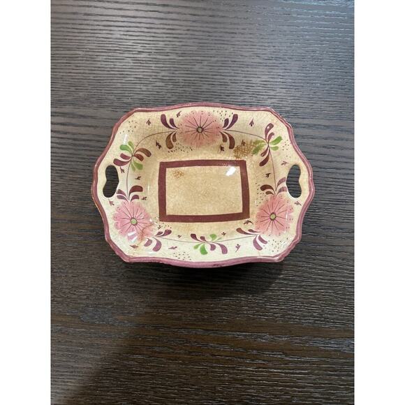 MARKED OLD CASTLE COPPER LUSTREWARE collectible dish Made in England handpainted - Picture 2 of 8